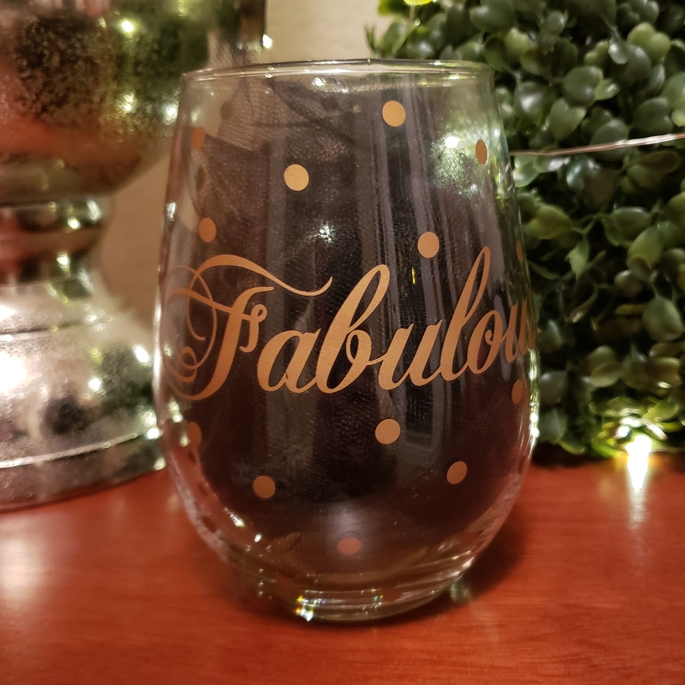 Gold Painted "Fabulous" Stemless Wine Glass